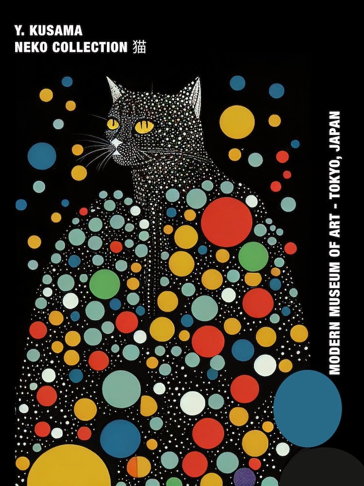 Yayoi Kusama Inspired Cat Poster