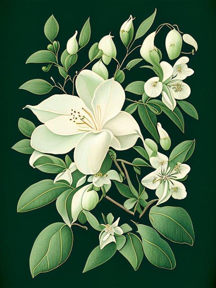 Jasmine Floral 2 Botanical Vintage Poster Flower