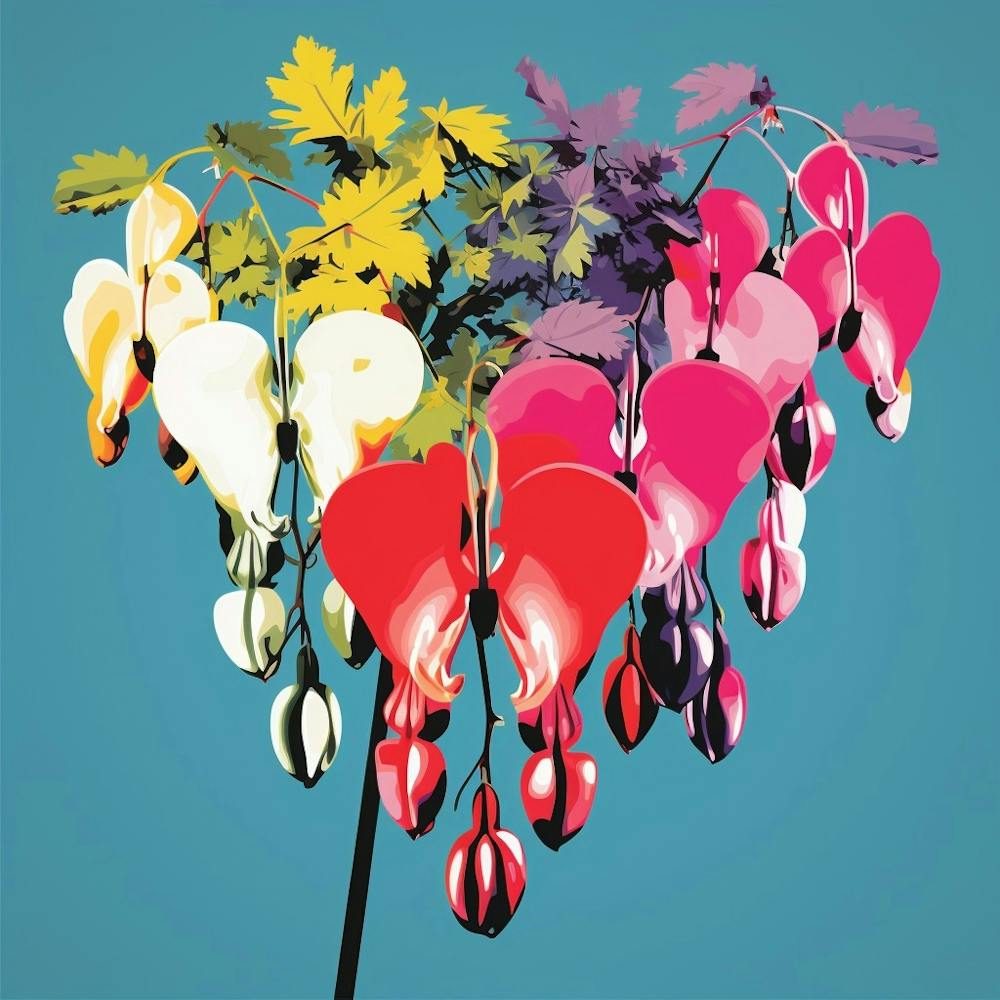 Andy Warhol Style Pop Art Flowers Bleeding Heart Dicentra Square