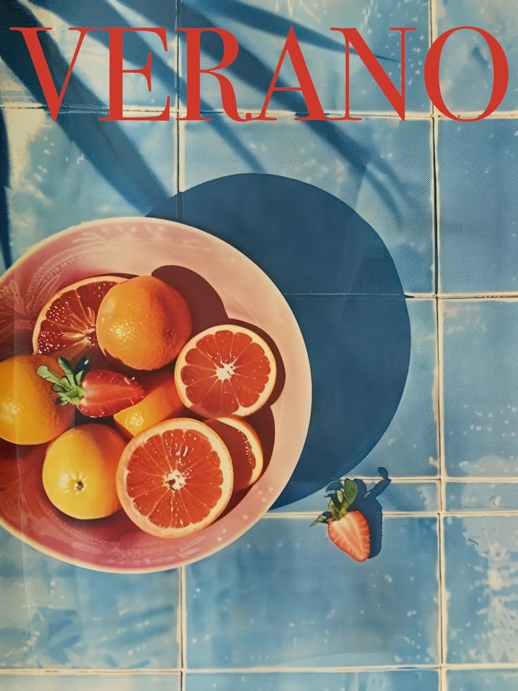 Verano Summer Poster 40s Style Orange Kitchen Poster Pool Art