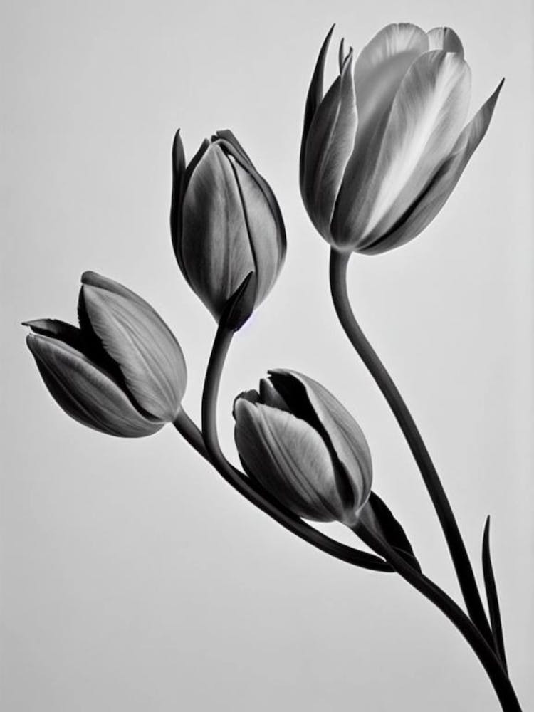 Tulips B&W Pencil 2 Flower