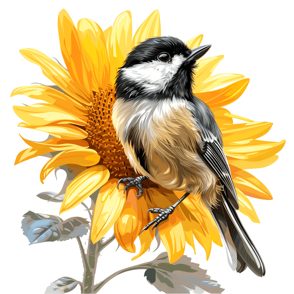 Chickadee On Sunflower 2