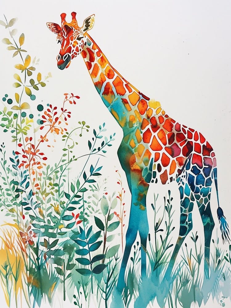 Giraffe Farbenfrohes Aquarell 1