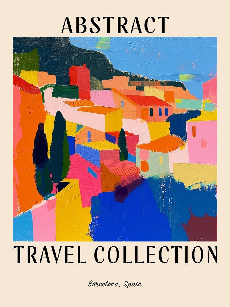 Abstract Travel Collection Poster Barcelona Spain 2
