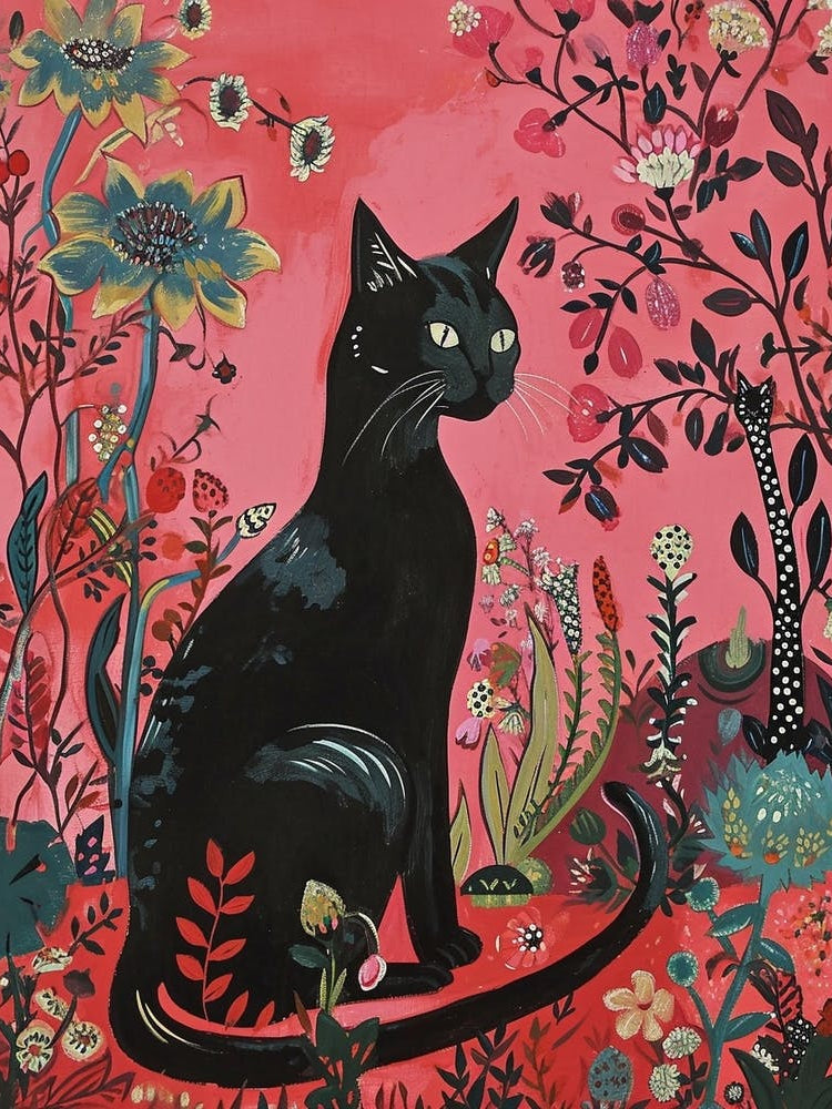 Floral Animal Painting Cat 1