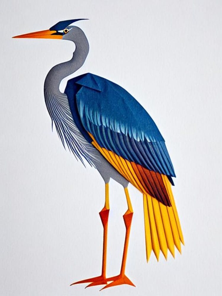 Großer Blaureiher Origami-Vogel