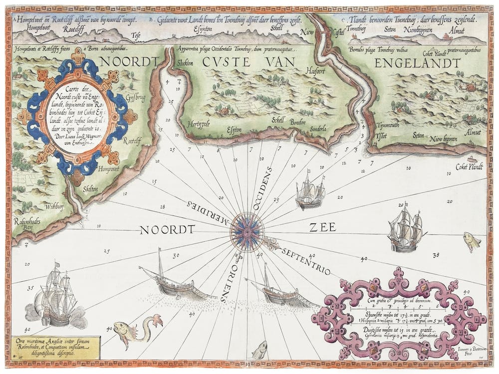 Kaart Van De Noordkust Van Engeland Bij Newcastle Upon Tyne (1580–1583)
