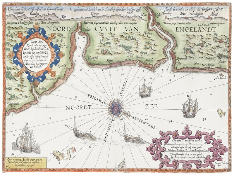 Kaart Van De Noordkust Van Engeland Bij Newcastle Upon Tyne (1580–1583)