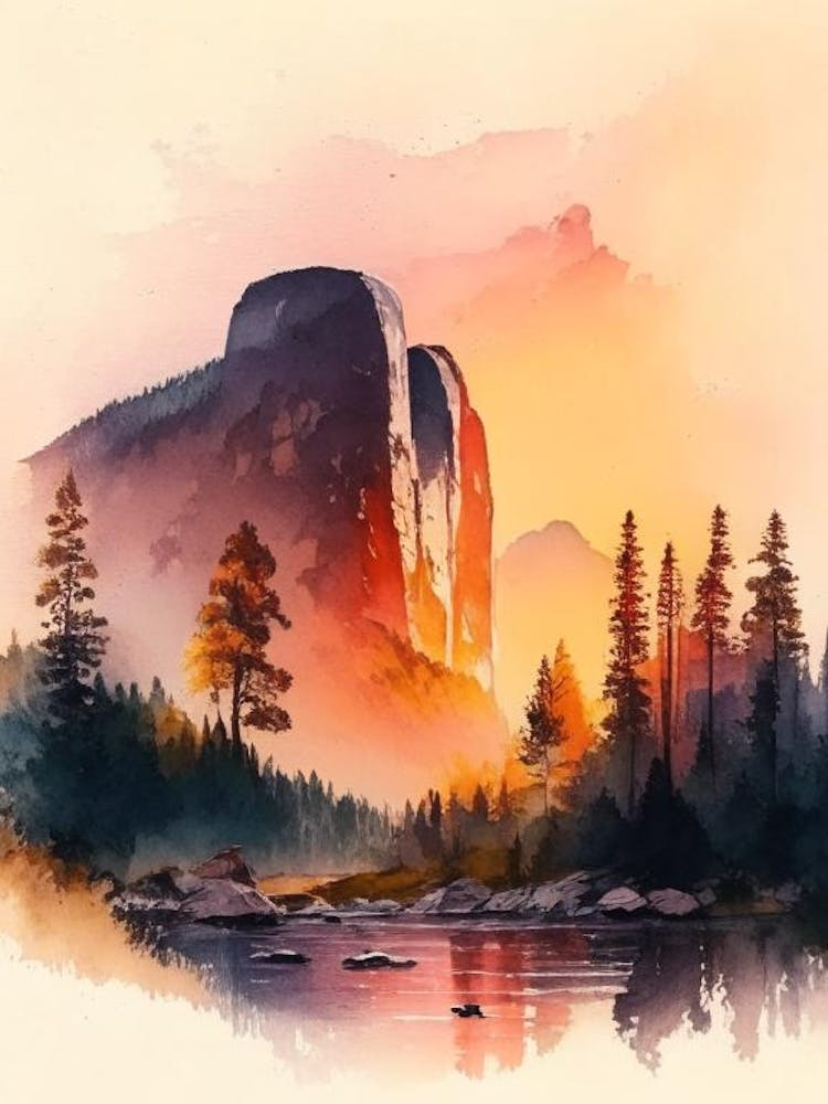 Yosemite Nationalpark Aquarell 2