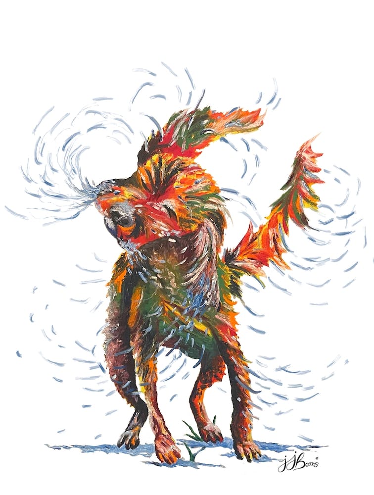 Cute Dog Splashing Water