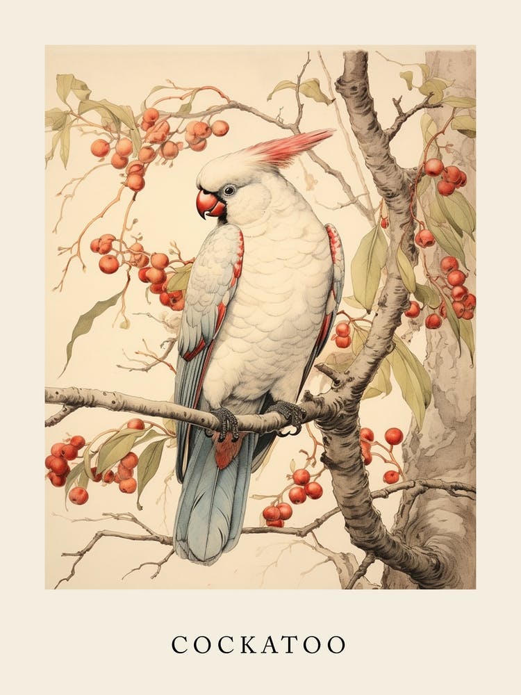 Cacatoès à l'aquarelle inspiré de Beatrix Potter 1