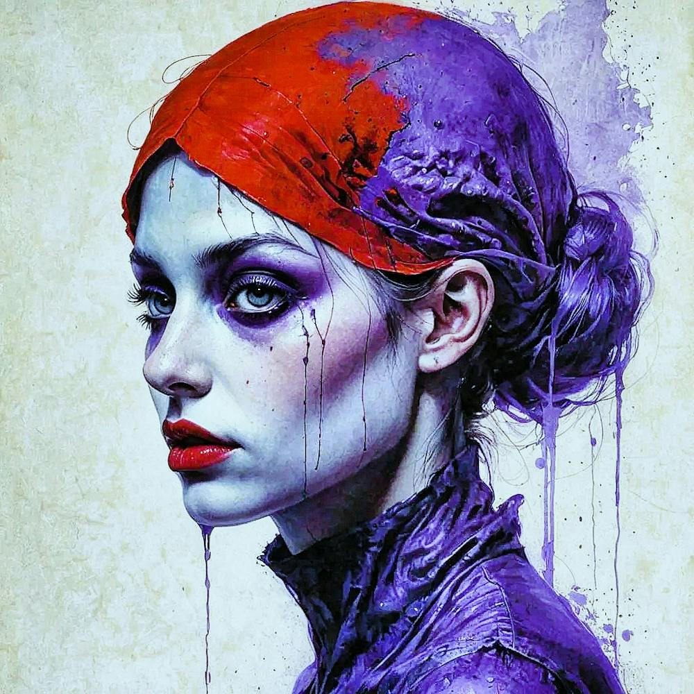 Girl With Purple Paint On Her Face