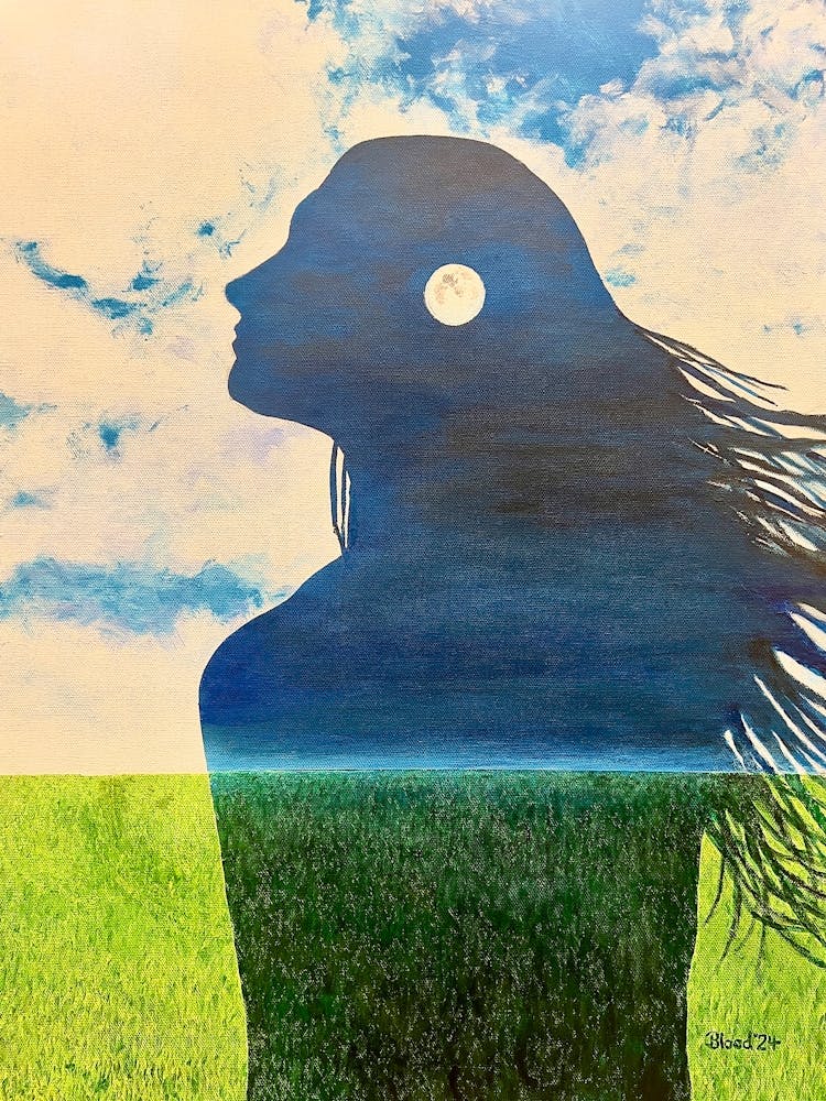 Nighttime Silhouette Of A Woman In The Day