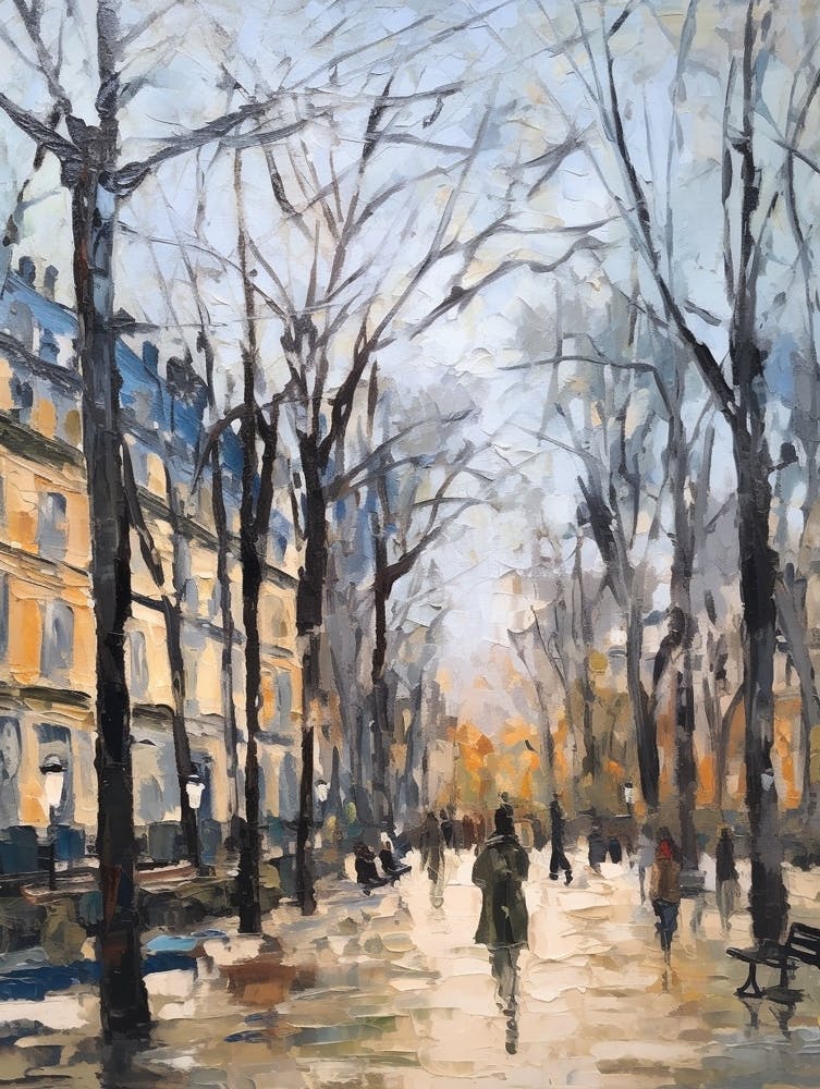 Winter City Park Painting Parc Monceau Paris France 3