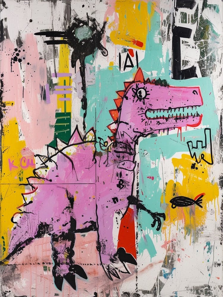Abstract Graffiti Style Purple Dinosaur