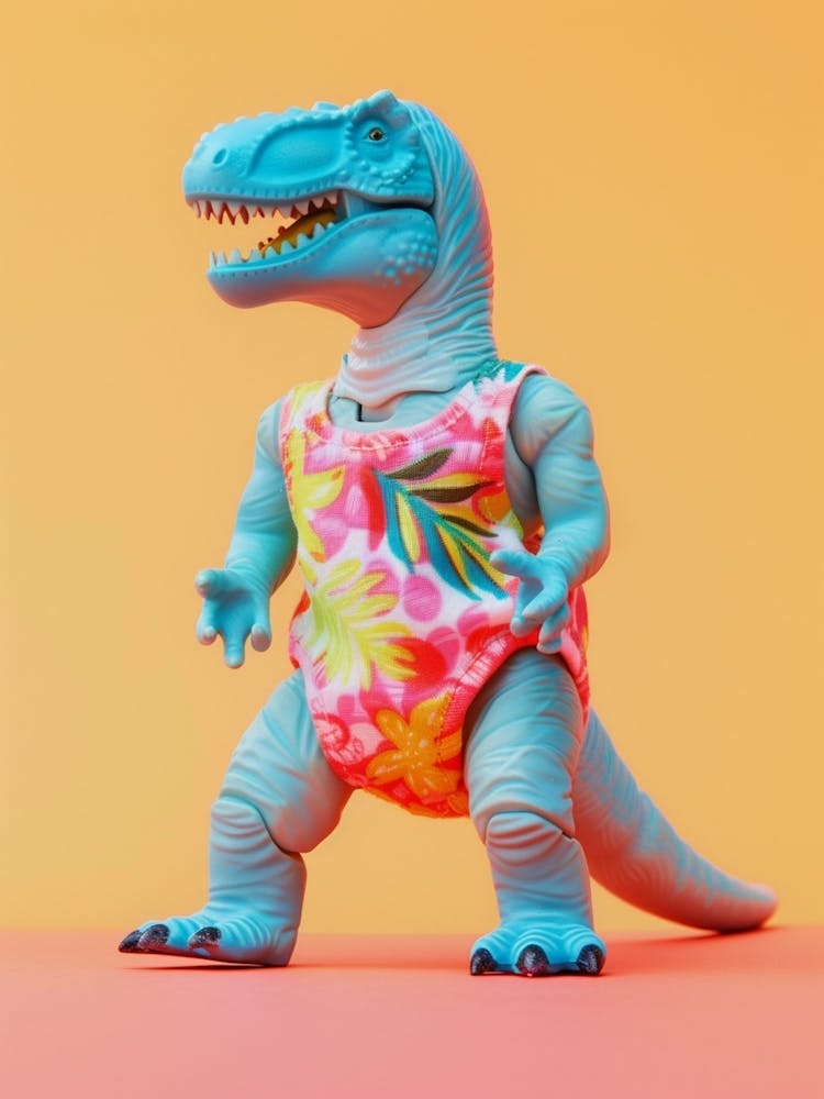 Pastel Toy Dinosaur In 80s Clothes 4