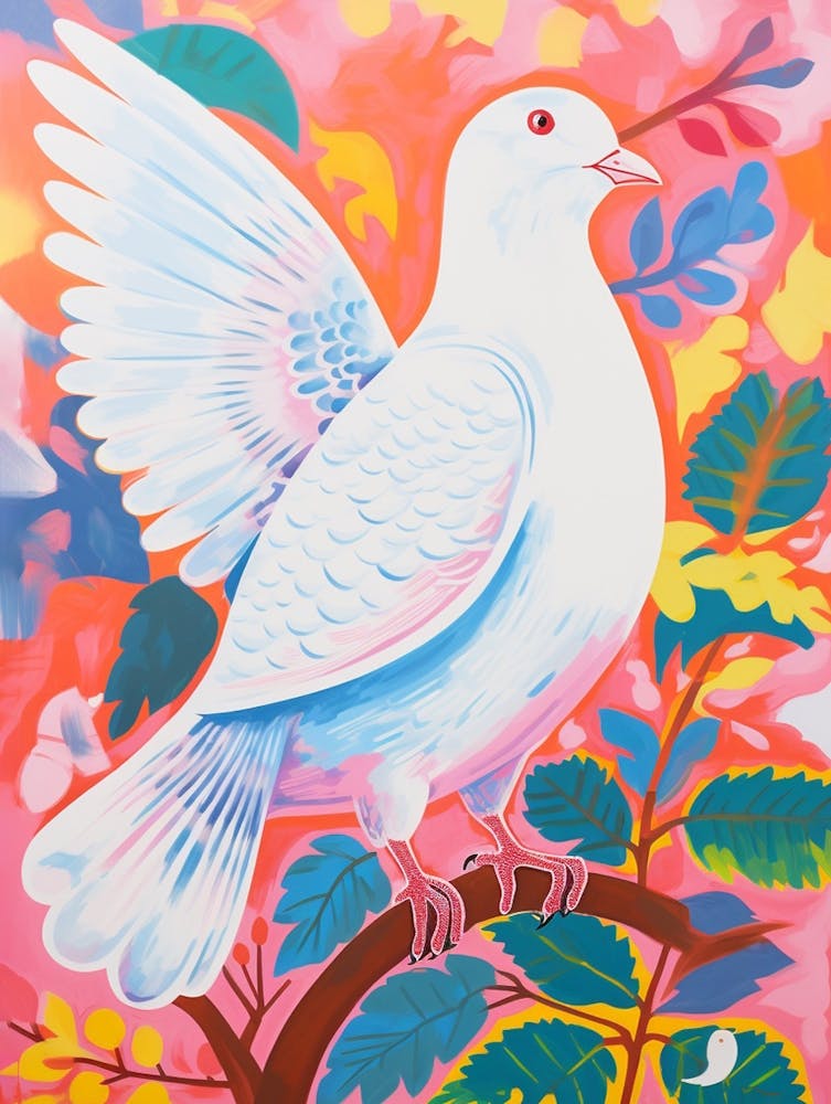 Peinture d'oiseau colorée - Colombe 2