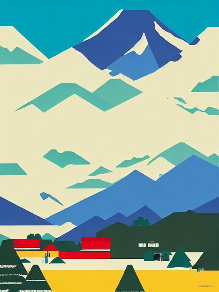 Myoko Kogen, Japan Midcentury Vintage Skiing Poster