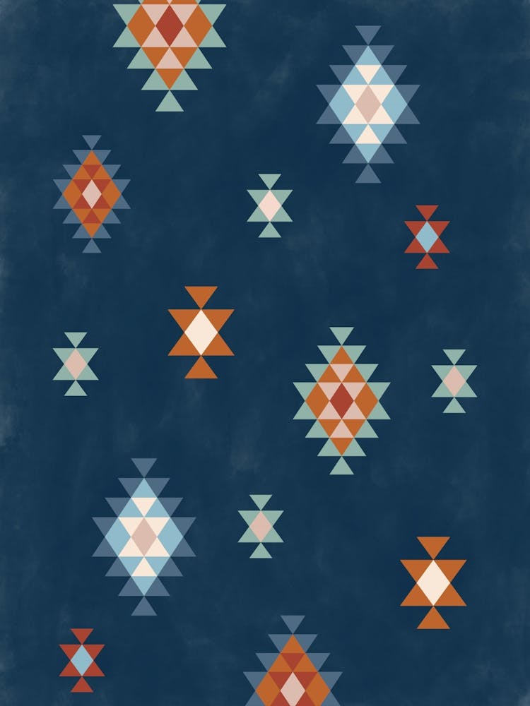 Aztec Pattern on Navy Background No.1 1