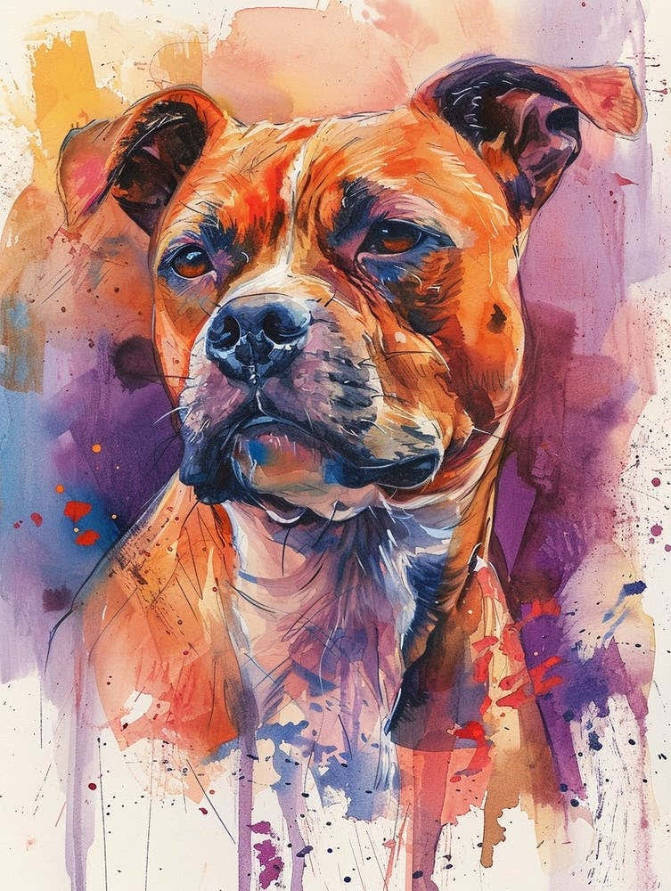 Staffordshire Bull Terrier Acrylic Painting 6
