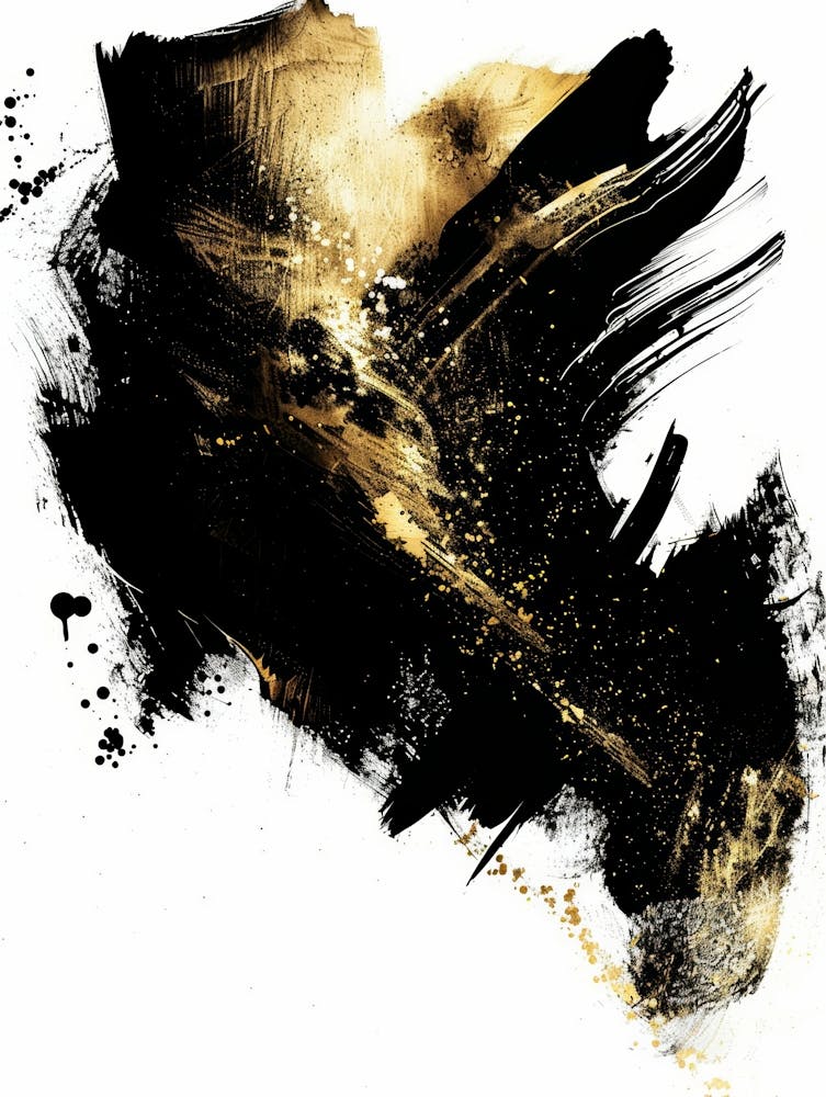 Abstract Black And Gold Painting 108