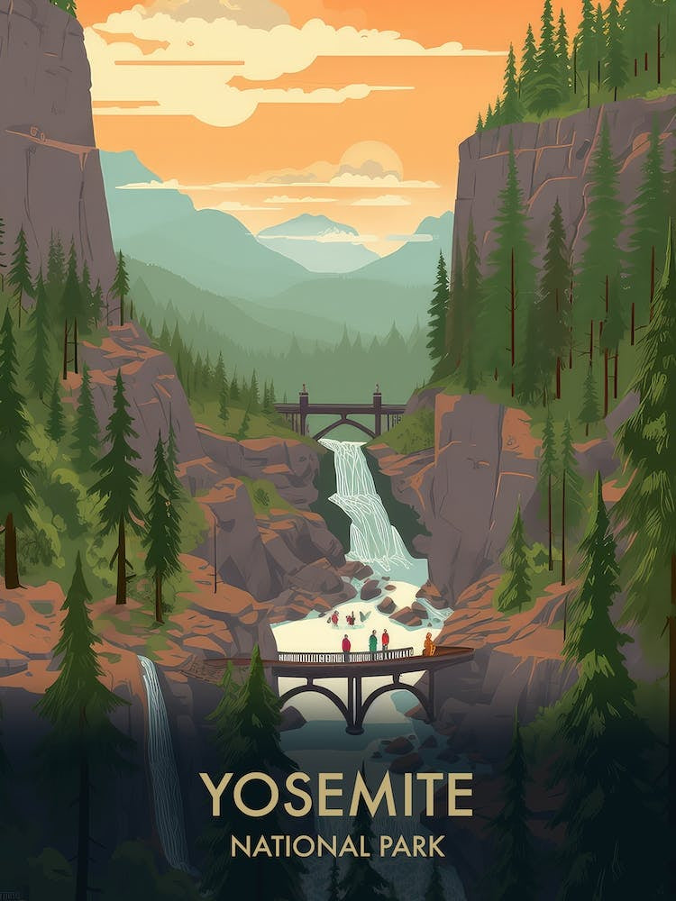 Yosemite National Park Vintage Travel Poster 2