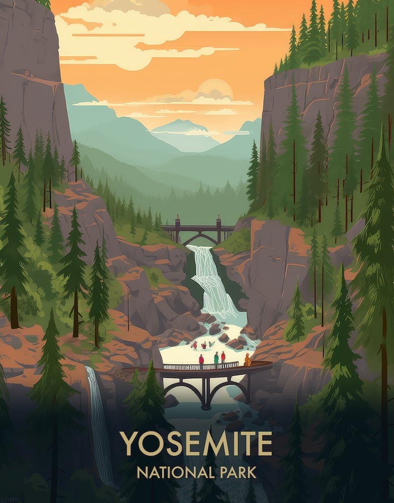 Yosemite National Park Vintage Travel Poster 2