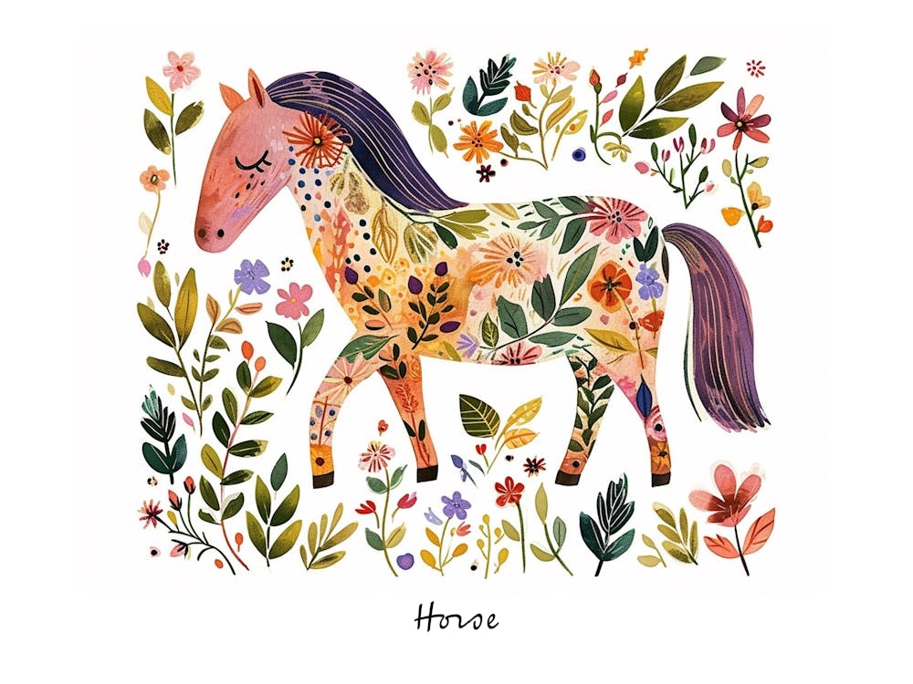 Little Floral Horse 1 Poster