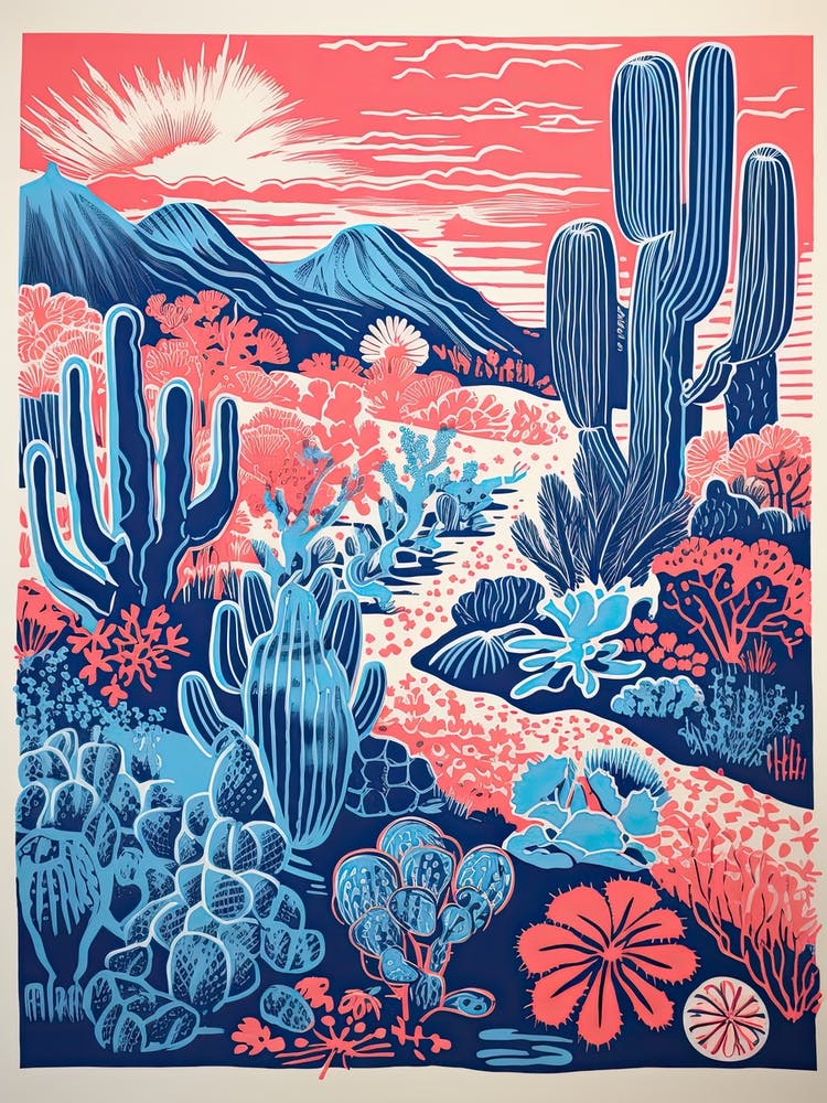 Desert Botanical Gardens Abstract Riso Style 4