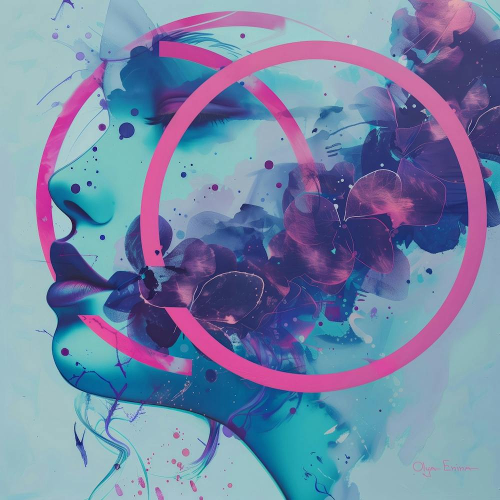 Woman face with floral and geometrical elements