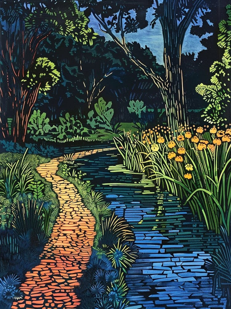 Umlauf Sculpture Garden Museum Austin Texas Colourful Blockprint 1