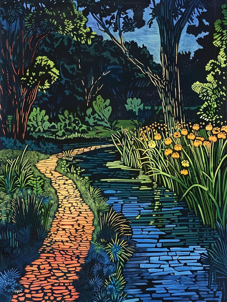 Umlauf Sculpture Garden Museum Austin Texas Colourful Blockprint 1