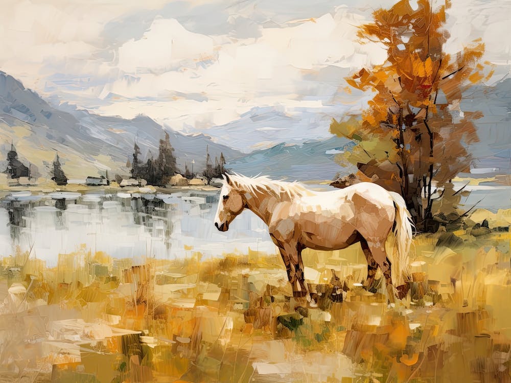 Horses Painting In Queenstown, New Zealand, Landscape 1