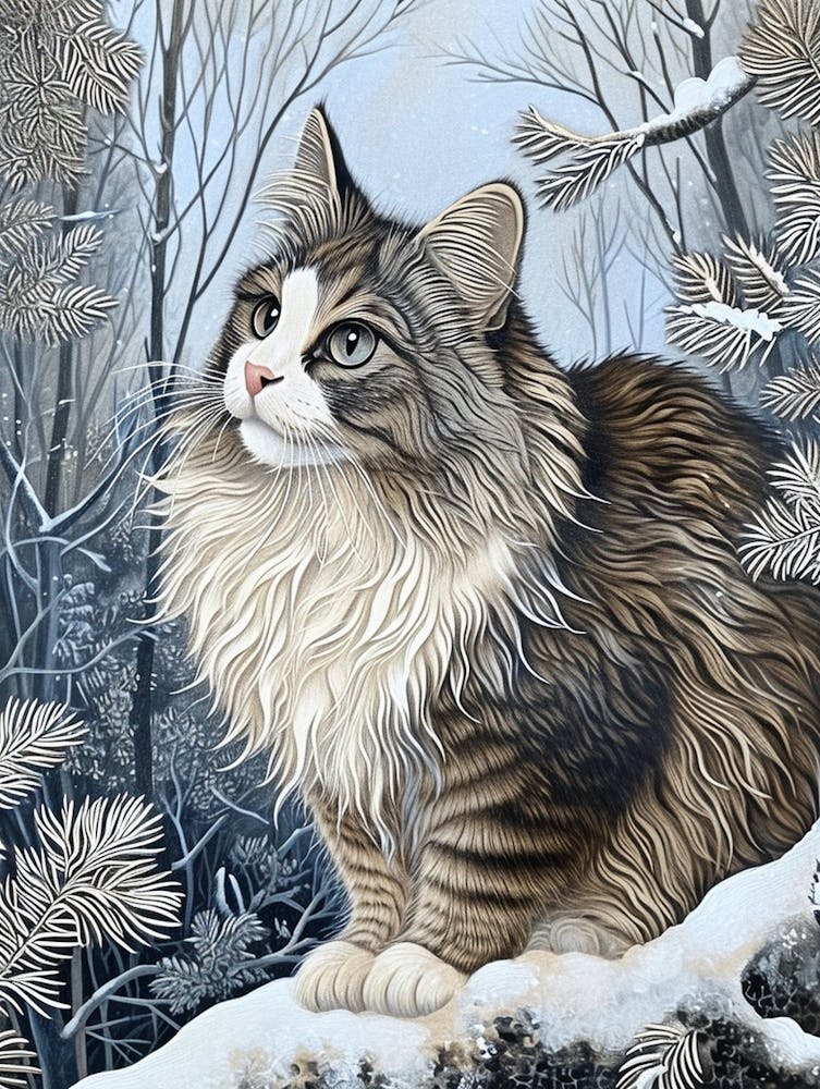 Norwegian Forest Cat Reliefillustration 1
