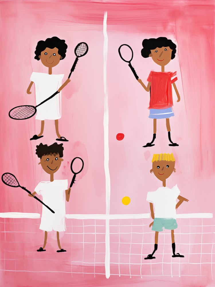 Four Kids Playing Tennis 1