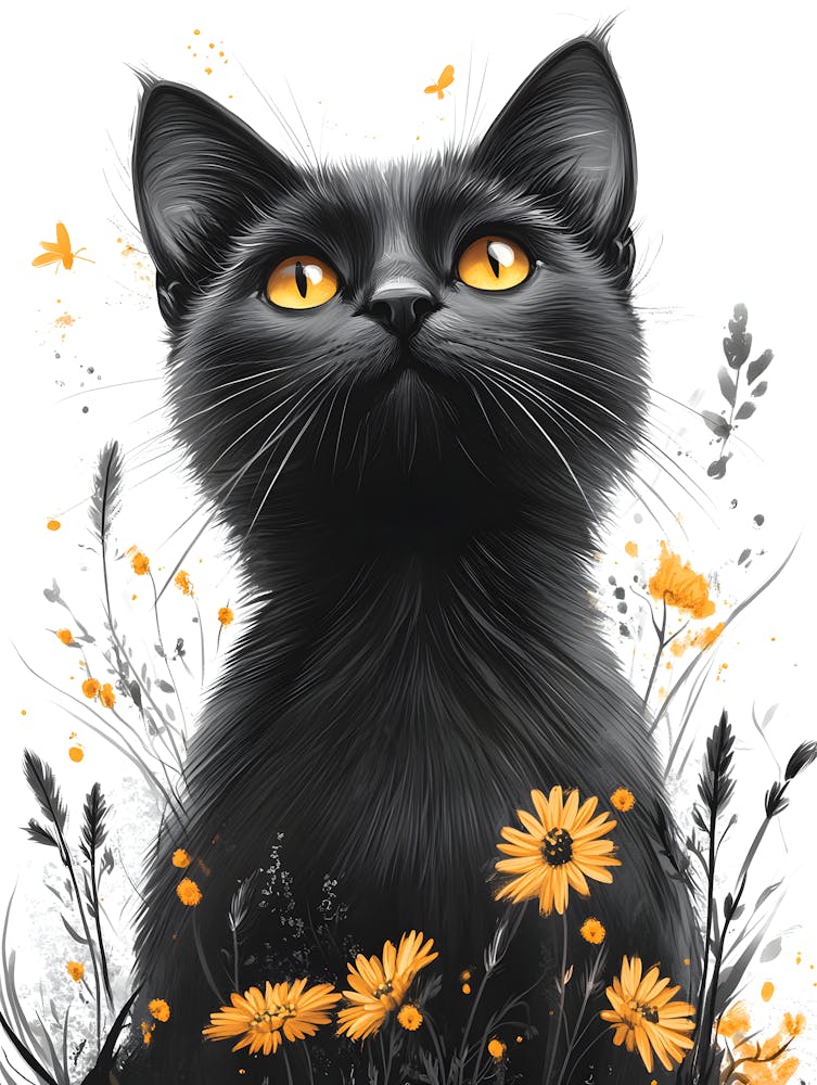 Black Cat With Yellow Eyes
