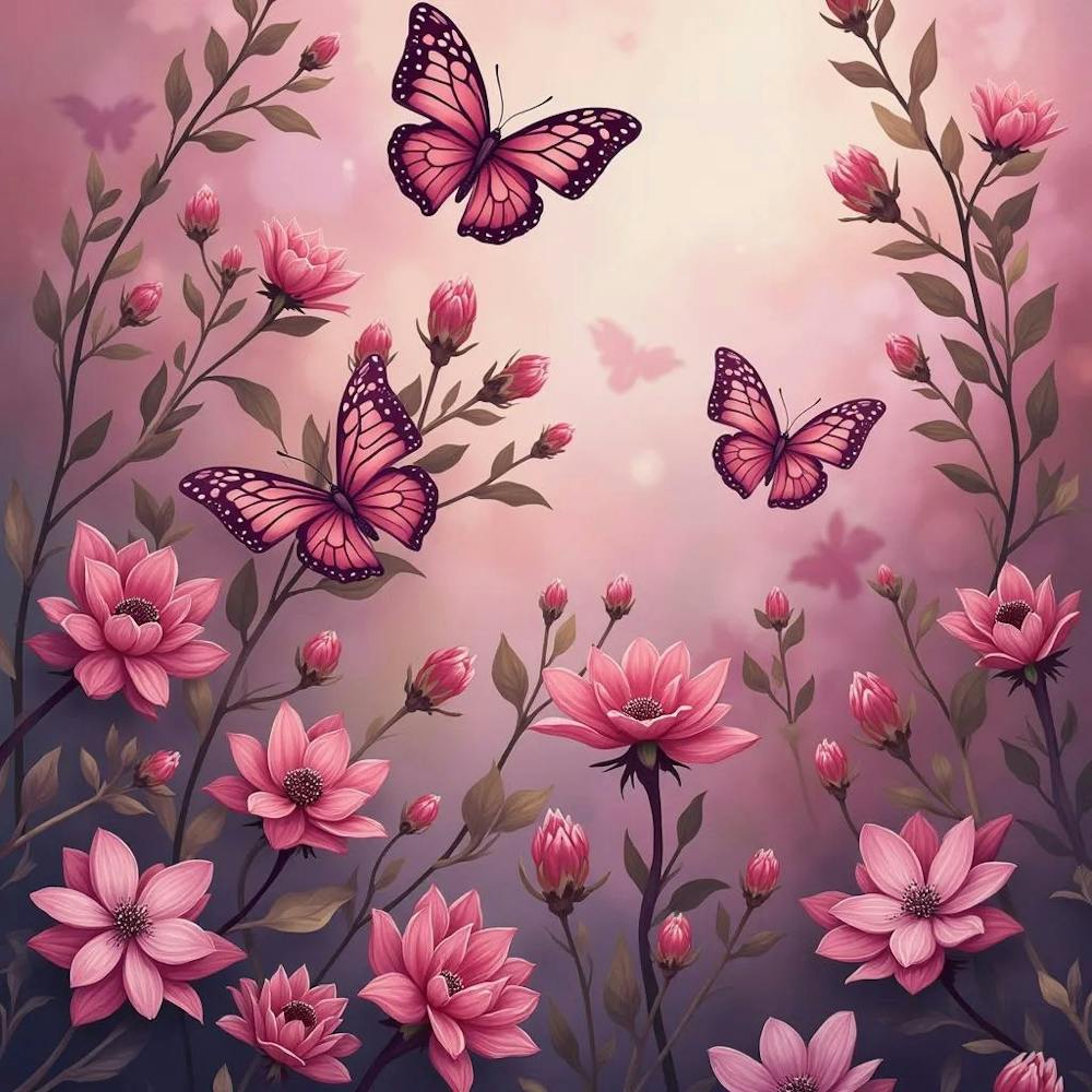Pink butterflys pattern
