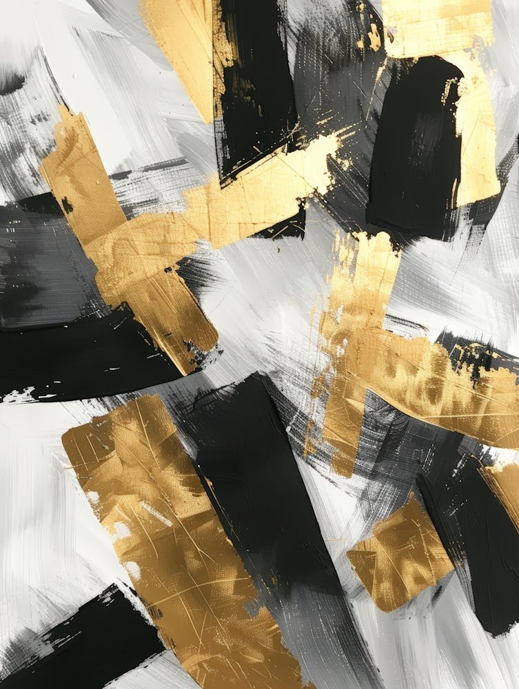 Abstract Gold And Black Painting 3
