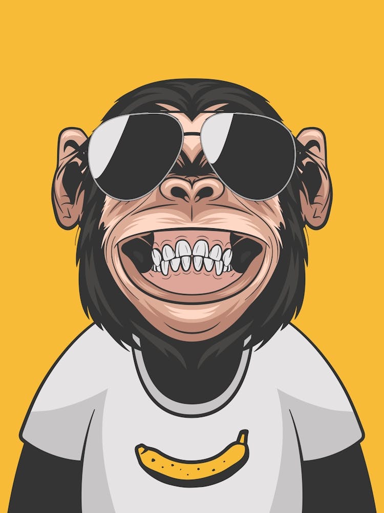 Happy Monkey In Sunglasses