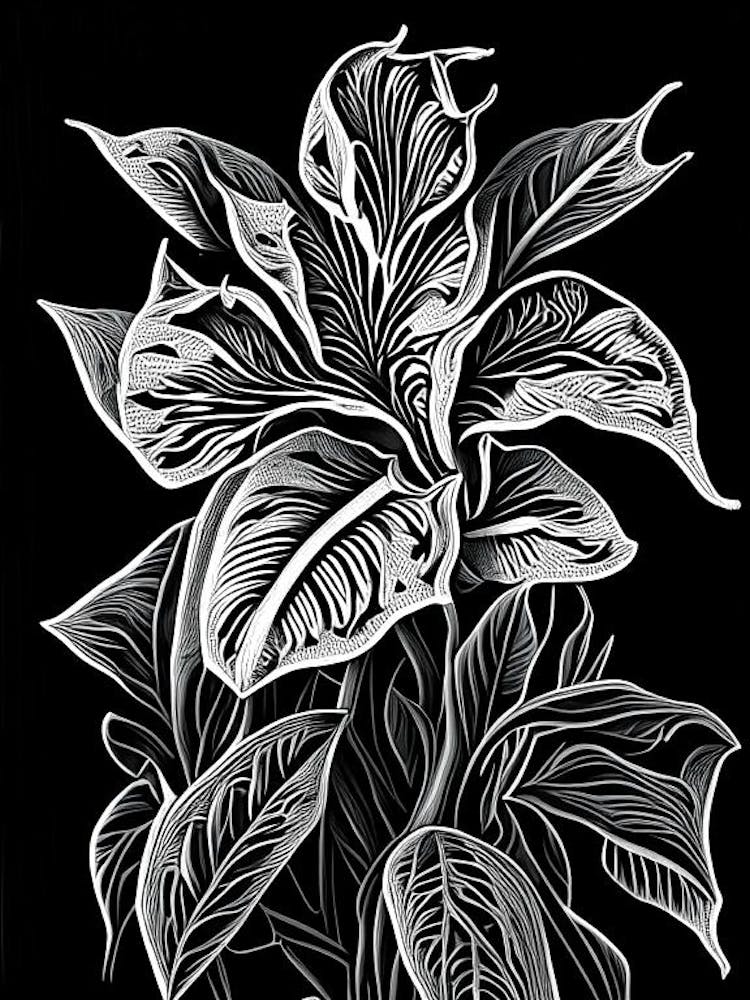 Spiderwort Leaf Linocut