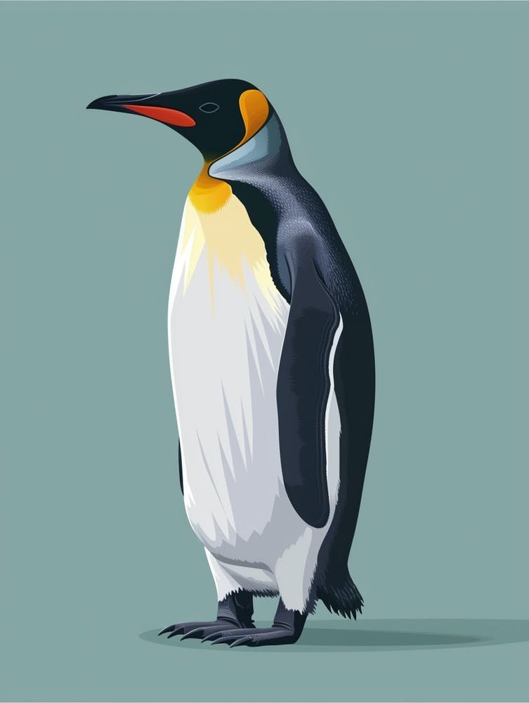 King Penguin King George Island Minimalist Illustration 2