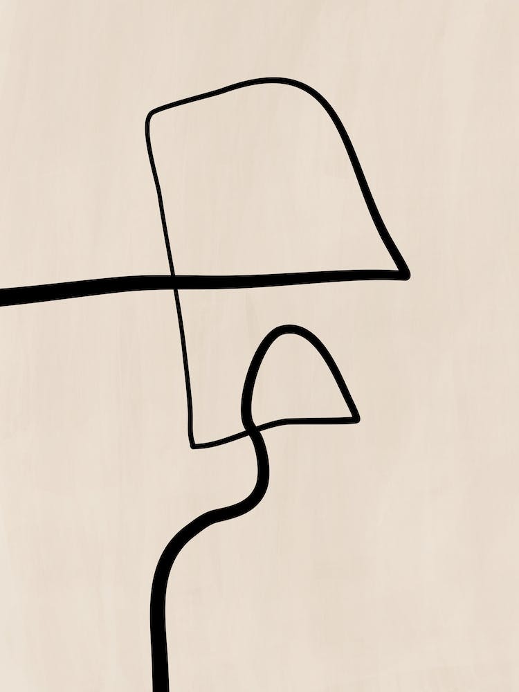 Beige One Line Print