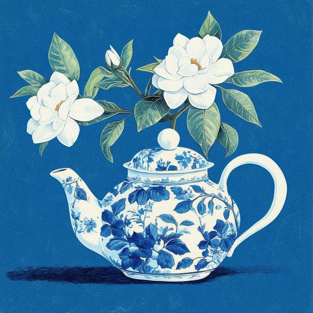 Teapot With White Flowers 1