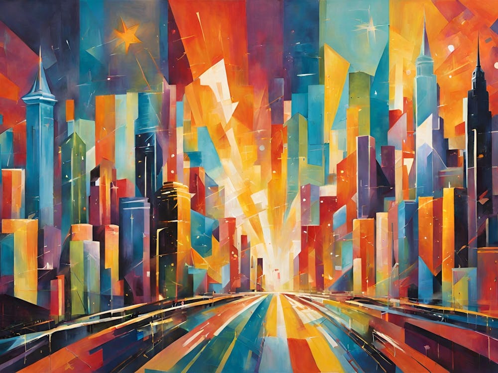 Starburst City A Symphony Of Urban Lights And Neon Dreams