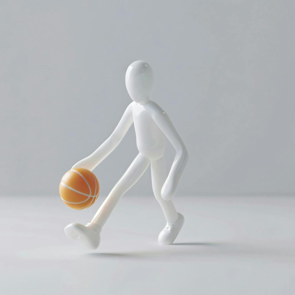Basketballspieler dribbelt 3