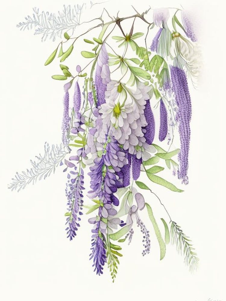 Wisteria Floral Quentin Blake Inspired Illustration 2 Flower