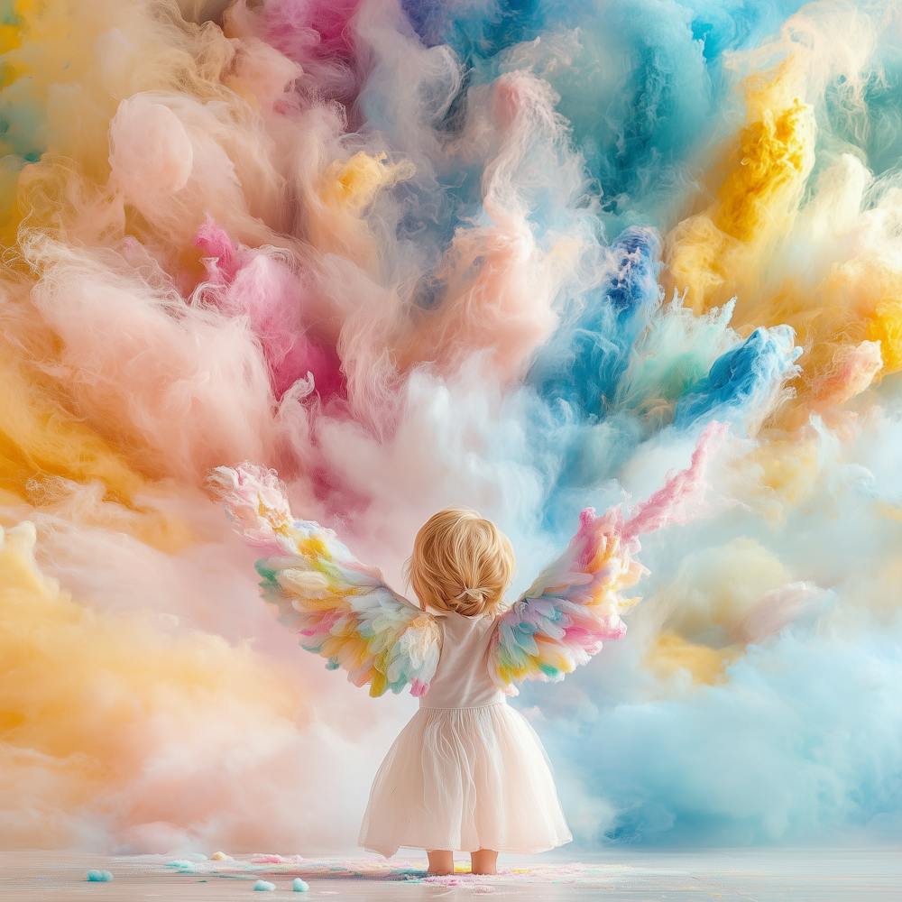 Little Girl In A Colorful Cloud
