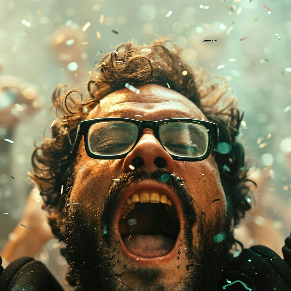 Man Celebrating With Confetti