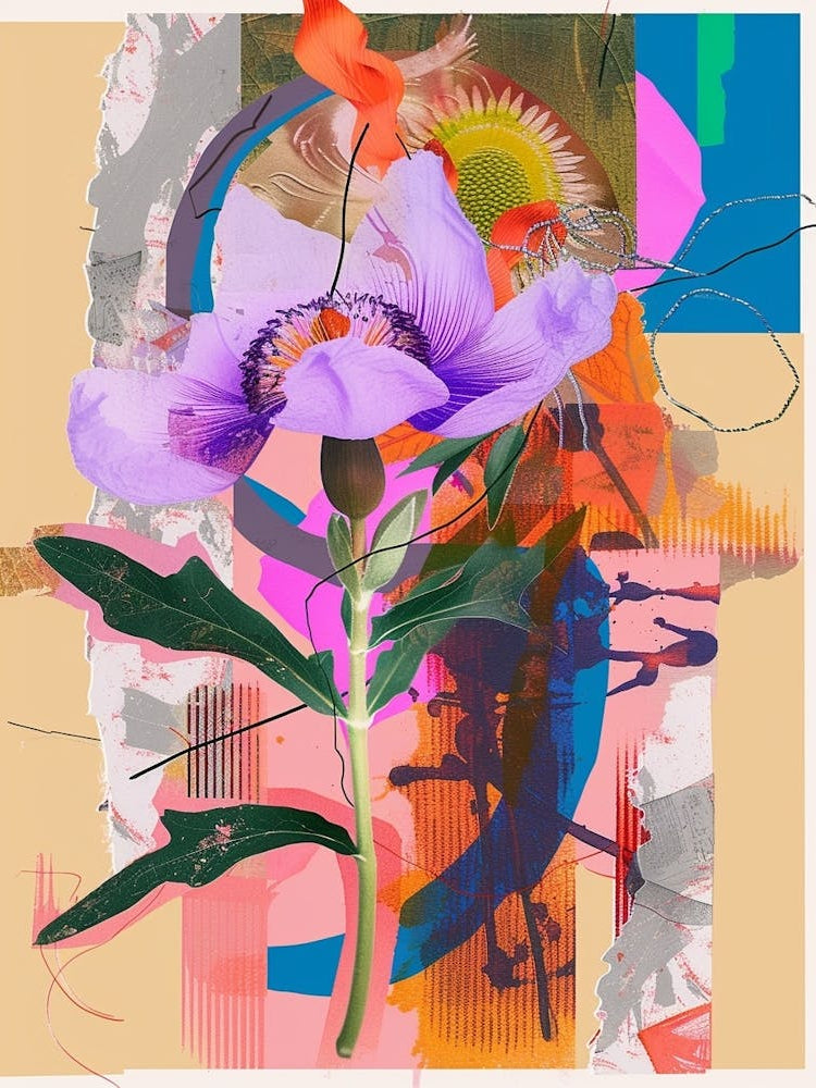 Flax Flower 1 Neon Flower Collage