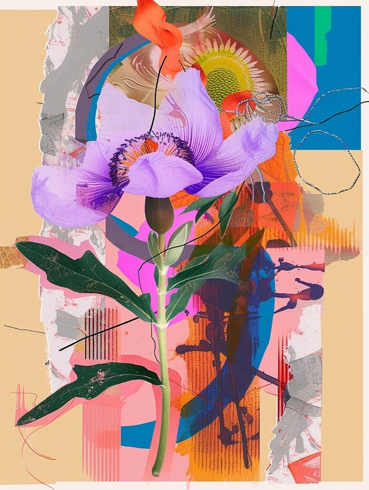 Flax Flower 1 Neon Flower Collage